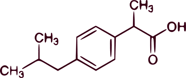 Chemical structure of Ibuprofen